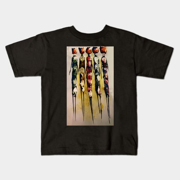 African Women Artwork, Black History Kids T-Shirt by dukito